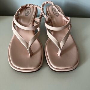 Tod's Pink Slingback  Leather Thong Sandal Sz 39 $798